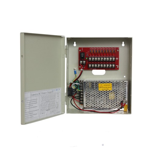  12V DC 5A 9 Channel Waterproof CCTV Power Supply Box, Waterproof Power Supply 60W 12VDC5A9PW